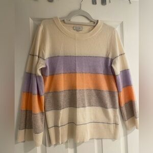 Kinross 100% Cashmere Women's Wide Striped Sweater - multicolor - purple orange